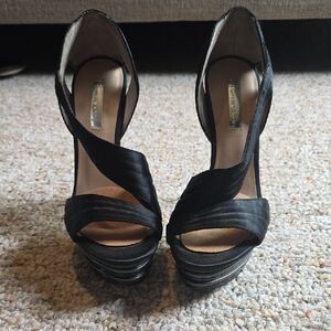 H by Halston Black Strappy Heels
